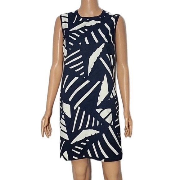 Lauren Ralph Lauren Sleeveless Shift Dress Size PS Navy/White Geometric Print - Picture 1 of 10